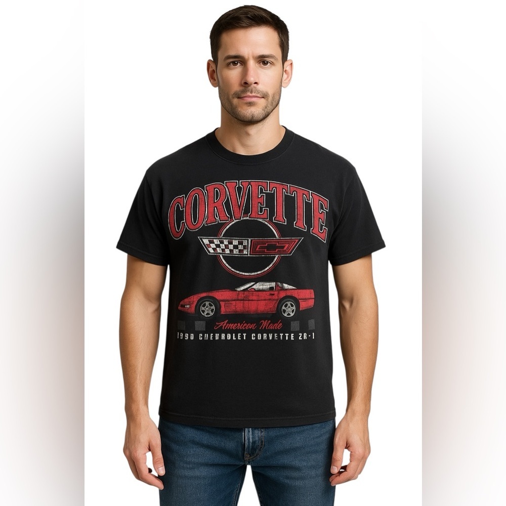 Chevrolet Corvette Graphic T Shirt Black C4 ZR1 Vintage Style Car Tee Men’s XL